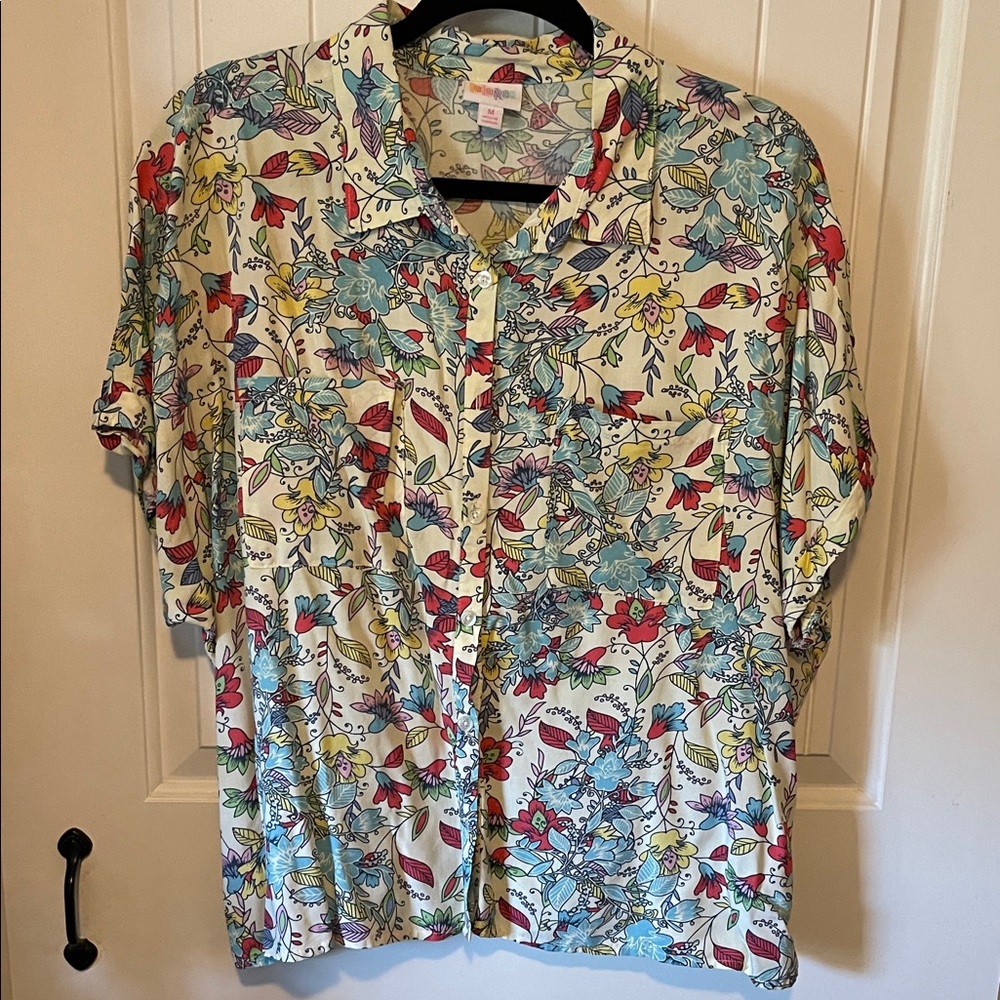 LuLaRoe Multicolor Floral Top Amy Medium Button Down